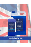 Antibacterial Surface Cleaner Concentrate, made in the UK; eco-friendly, floral scent, 5L bottle.