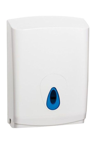 Brightwell large white paper hand towel dispenser for C-fold and Z-fold towels.