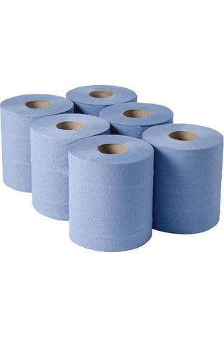 Centre feed blue roll 2 ply, 150 meters, pack of 6.